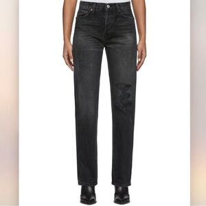 RE/DONE‎ High Rise Loose Distressed Straight Leg Jeans NWT Size 24